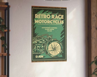Retro Motorcycle Poster: Vintage Vibes for Bike Enthusiasts Gifts, Wall Art Gift, Gift for Him