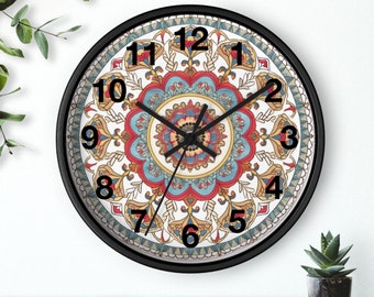 Boho Design Wall Clock - Unique, Stylish, and Functional Home Decor with Chic Bohemian Patterns and Natural Elements Silent Mechanism