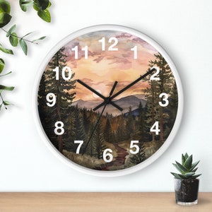 Forest Wall Clock, Unique Wall Clock, Clock With Numbers, 10 inch, Wooden Wall Clock, 10 inch, Wall Clock Unique, Artful Clocks