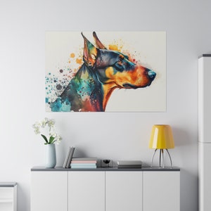 Doberman Wall Painting | Striking Dog Portrait | Modern Animal Art, Wall Art