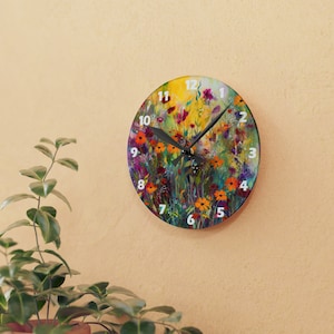 Acrylic Wildflower Wall Clock: Nature-Inspired Timekeeping for Your Home