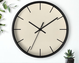 Contemporary Wall Clock - Simple and Sleek Design for Modern Decor, Beige color, Wall Clock Unique