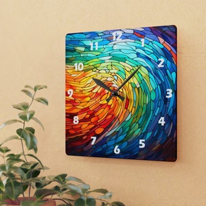 Unique Rainbow Acrylic Wall Clock: Colorful Timekeeping for Nature-Inspired, Vibrant Homes