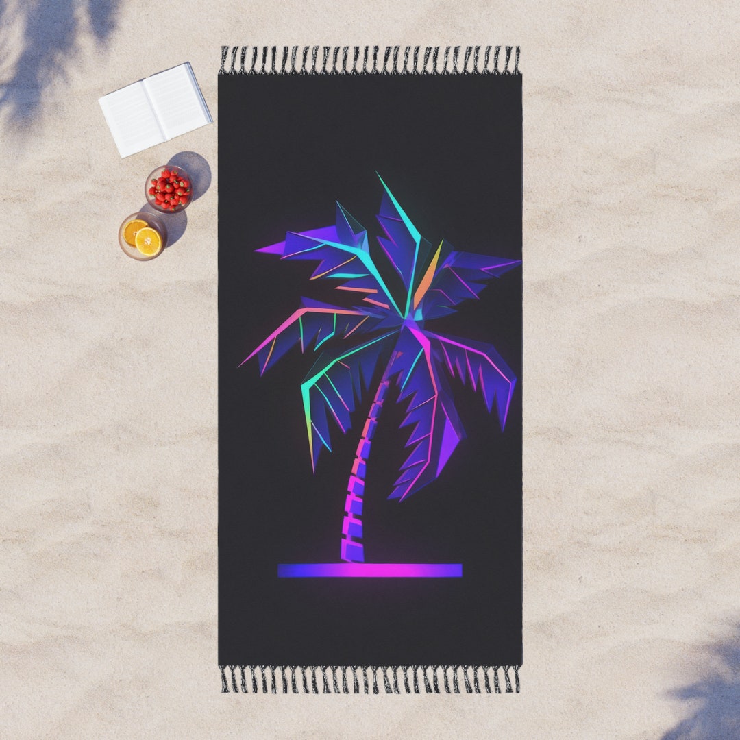 Neon Palm Tree Beach Towel Vibrant and Stylish Towel for Etsy