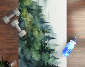 Watercolor Forest Yoga Mat, Yoga Accessories, Gifts for Her, Yoga Gifts, Gift Mat, Yoga Mat for Her