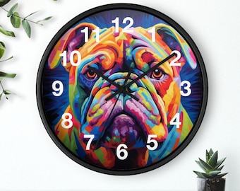 Dog Wall Clock, Stained Glass Art for Dog Lovers, 10 inch, Wall Clock Unique, Artful Clocks