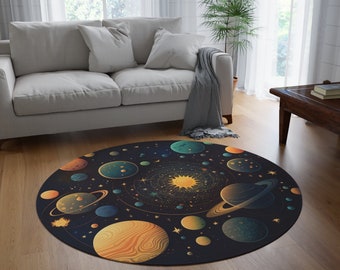 Universe Unveiled: Kids' Room Space Rug, Artful Rug