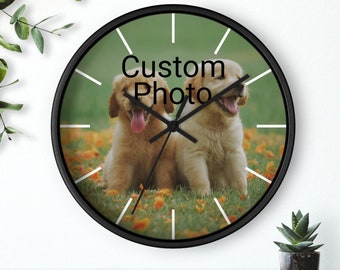 Horloge murale personnalisée pour chien, horloge murale personnalisée pour animal de compagnie avec photo, horloge personnalisée avec photo, horloge personnalisée avec photo