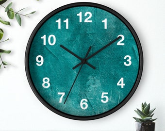 Teal Minimalist Wall Clock - Modern and Elegant Timepiece for Home Decor