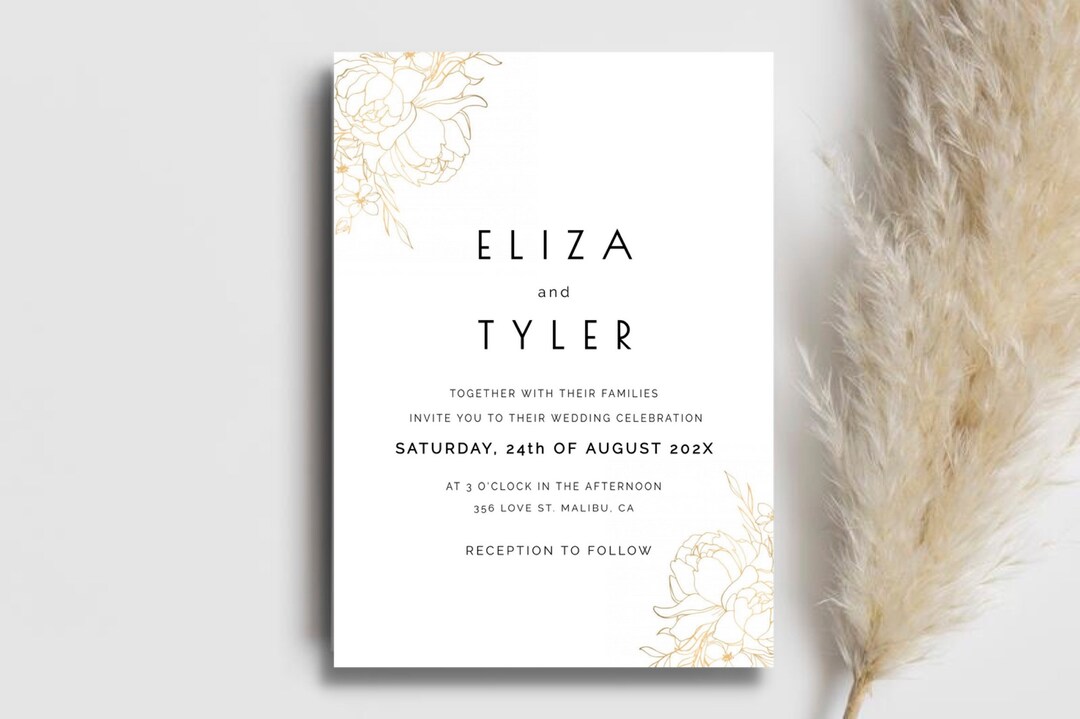 Eliza Wedding Celebration Invitation Template Etsy