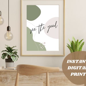 Minimalist Wall Decor, See The Good, Abstract Art, Digital Download, Boho Wall Art