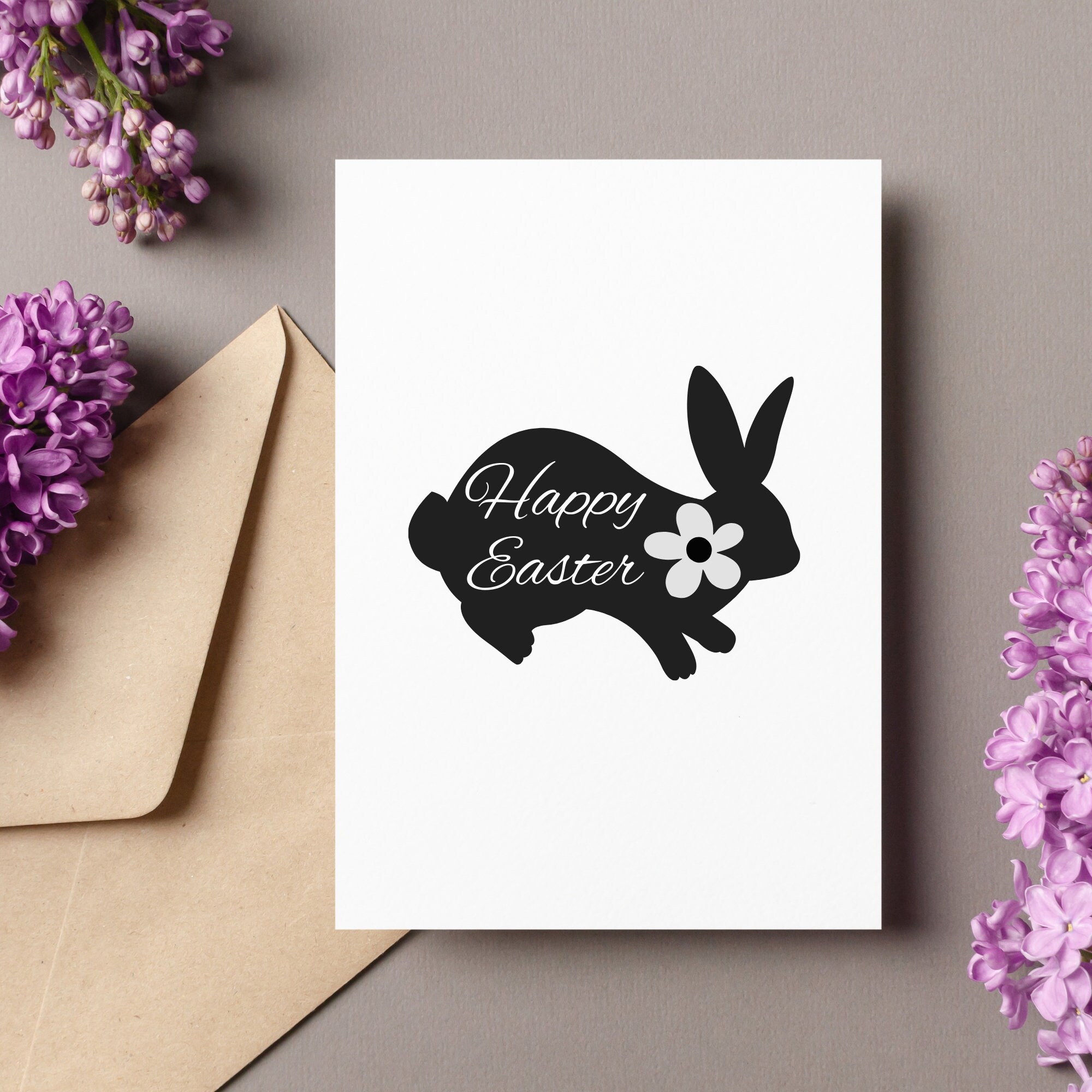 Black easter bunny greeting digital download in svg png eps and dxf