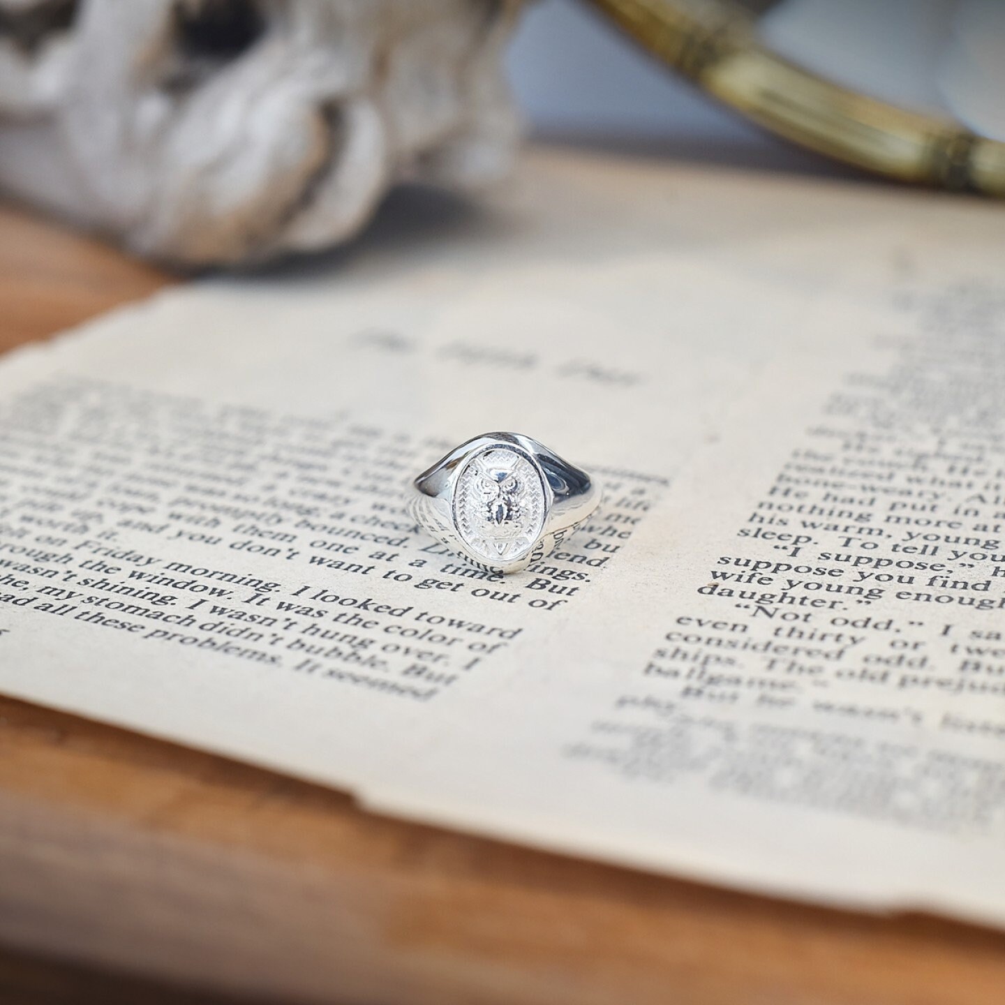 Owl Sterling Silver Ring, Silver Owl Ring, Handmade Owl Ring for