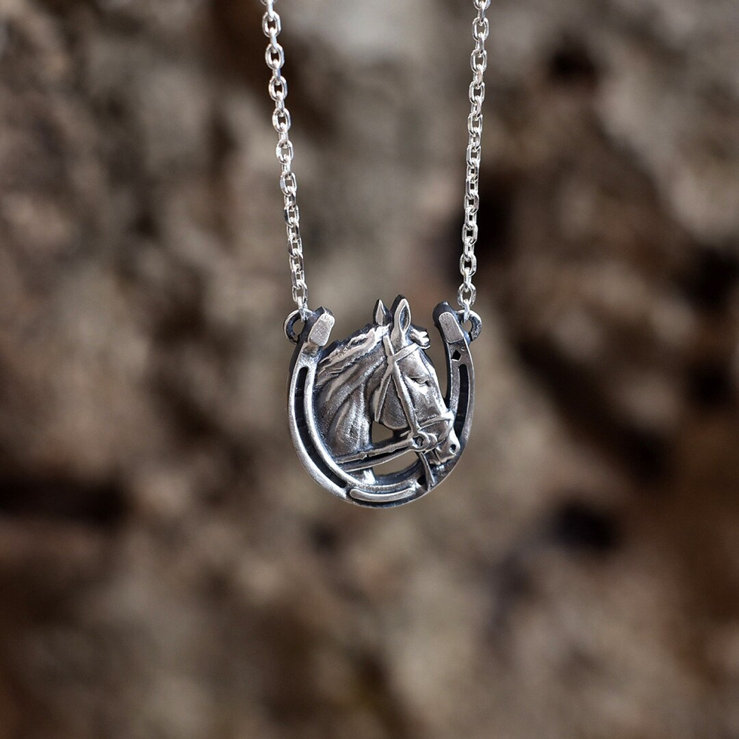 Engraved horse cheap necklace
