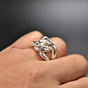 Beautiful Sterling Silver Chain Ring, Handcrafted Bold Statement Ring
