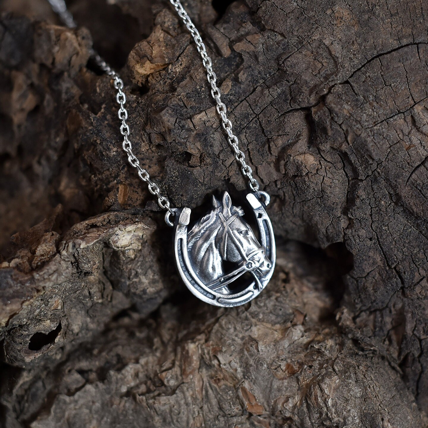 Horseshoe Necklace, Silver Horse Necklace, Engraved Necklace