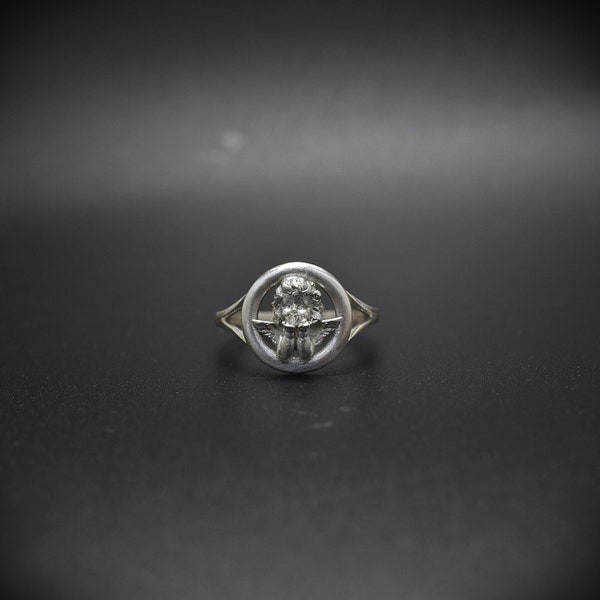 Artisan Baby Angel Sterling Silver Ring, Cupid Silver Ring