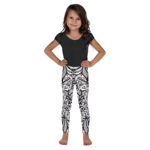 Kid&#39;s Leggings 2T-7 Tribal Black White Design Girls Leggings Youth Leggings Children Leggings Girls Yoga Pants Kids Gyms Leggings Cat