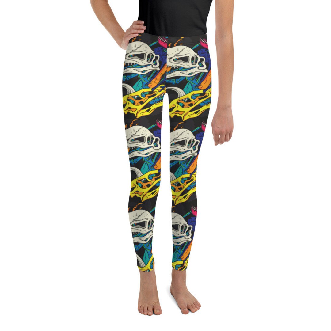 Youth Leggings 820 Dinosaur Skulls Dinosaur Leggings Girls Leggings