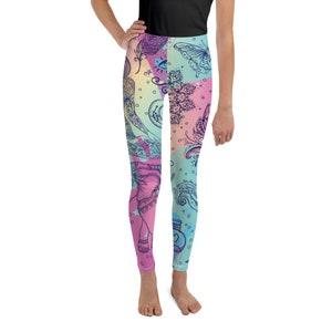 Youth Leggings 8-20 Mystical Design Fairies Girls Leggings Youth Leggings Children Leggings Girls Yoga Pants Kids Gyms Leggings