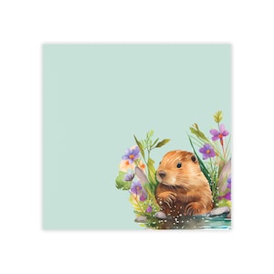 Beaver Post-it® Note Pad - designer - river dam builder, wildlife, watercolor, sticky notes, gift for animal lover - 50 sheets, 2 sizes