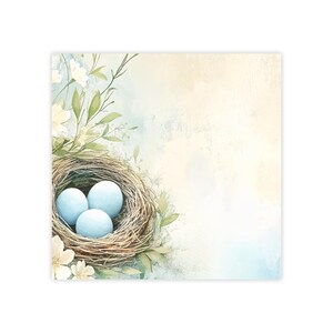 Blue Bird Eggs Nest Post-it® Note Pad - designer - romantic soft flowers, dreamy watercolor, gift for romance lover - 50 sheets, 2 sizes