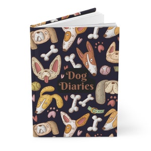 Dog Diaries Journal, hard cover notebook - gift for dog lovers, pet notes, matte cover, 150 college ruled pages, 75 sheets, 5.75"x 8" size