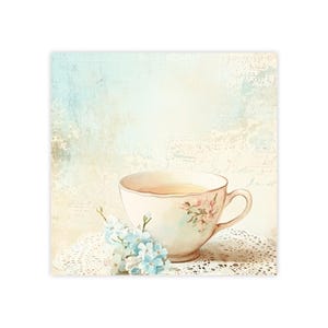 Blue Romance Tea Cup Post-it® Note Pads - designer - romantic soft floral, dreamy watercolor, gift for romance lovers - 50 sheets, 2 sizes