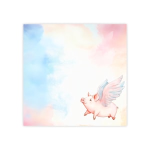 Flying Pig Post-it® Note Pads - Designer - adorable painterly pink pig, winged animal, sticky notes, gift for pig lover - 50 sheets, 2 sizes
