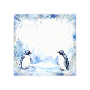 Winter Penguins Post-it® Note Pads - designer - winter wonderland wildlife, holidays, snowy frosty blue penguins winter - 50 sheets, 2 sizes
