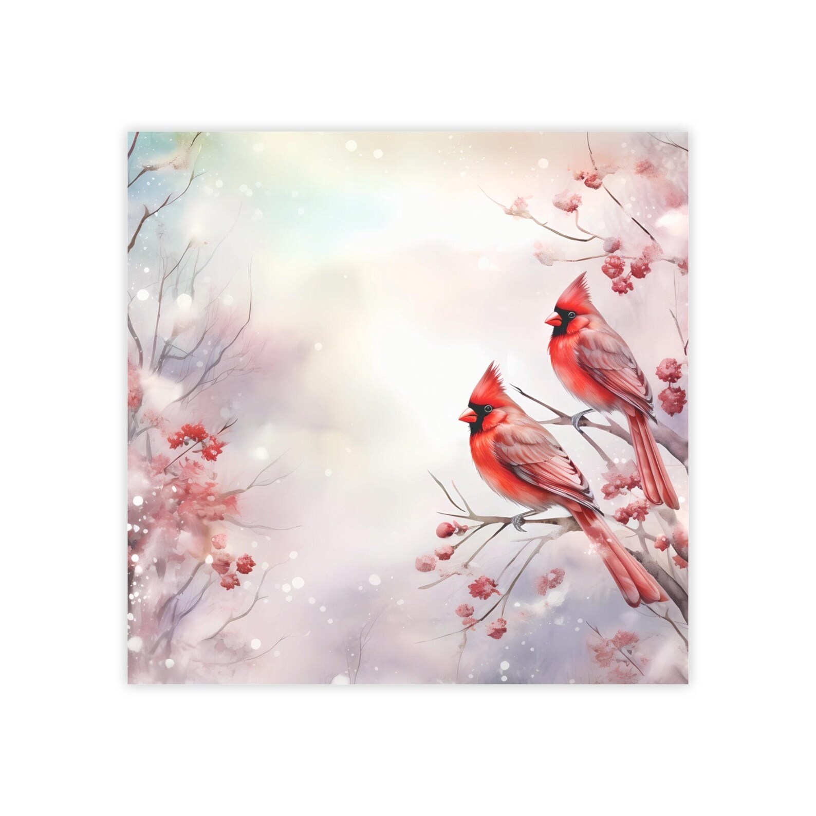 Cardinal Note Paper Winter Cardinals Post-it® Note Pads - Designer - Snowy Frosty Red ...
