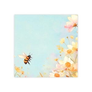 Blue Sky Bee Post-it® Note Pads - designer - honey bee, yellow flowers, pollen visit, sticky notes, gift for bee lovers - 50 sheets, 2 sizes