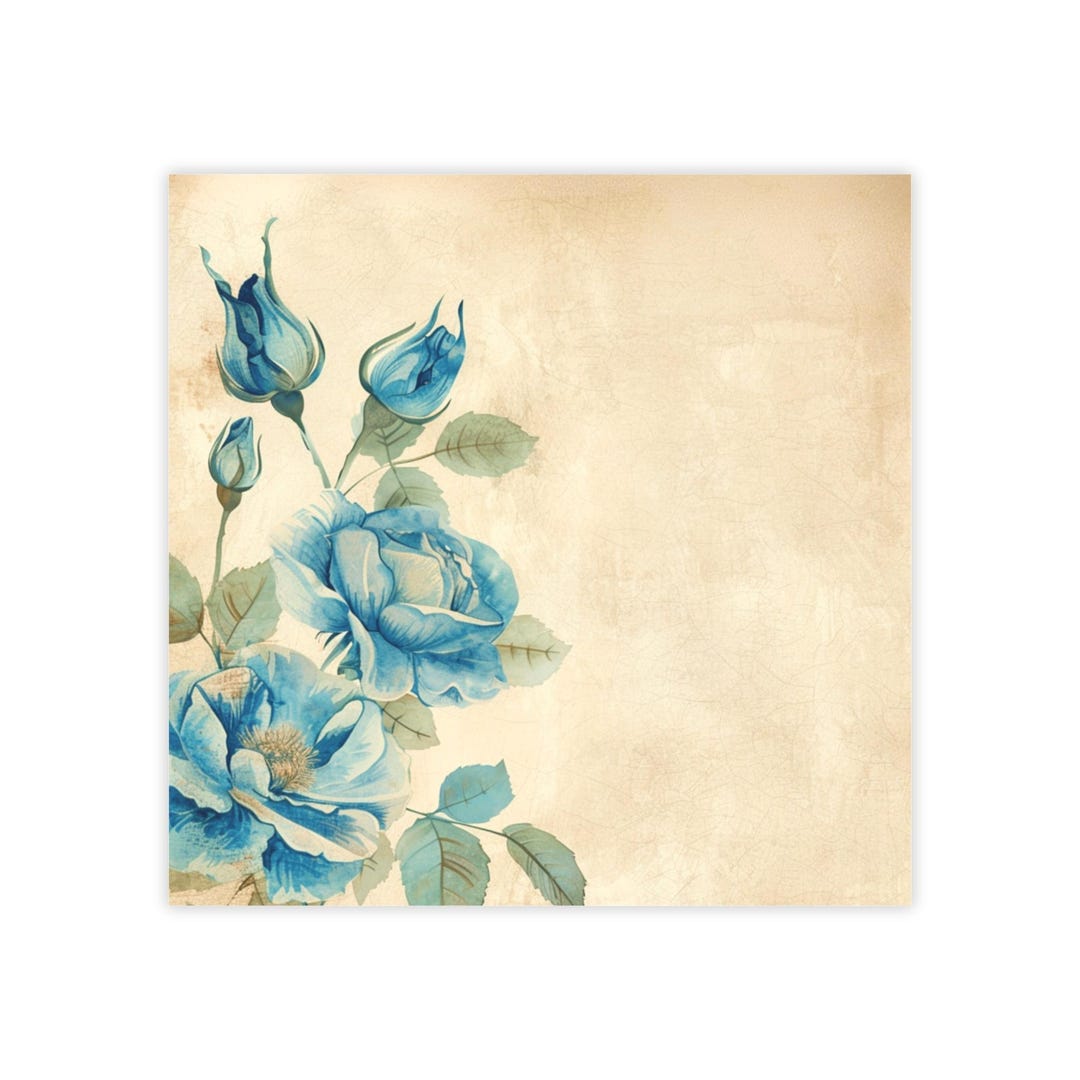 Blue Rose Post-it® Note Pad - Designer - Vintage Floral Shabby Chic ...