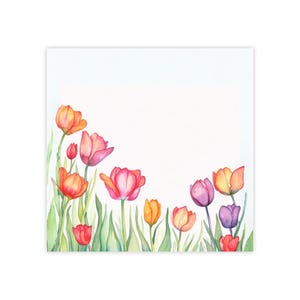 Spring Tulips Post-it® Note Pads - designer - pastel watercolor, bulb flowers, gift for flower lovers, sticky notes - 50 sheets, 2 sizes