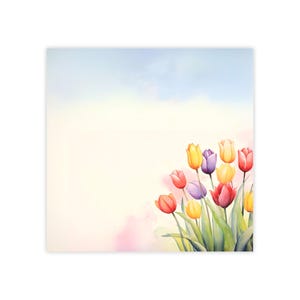Spring Tulips Post-it® Note Pads - designer - pastel watercolor, bulb flowers, gift for flower lovers, sticky notes - 50 sheets, 2 sizes