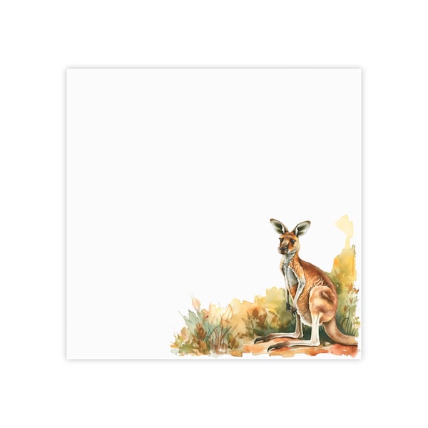 Kangaroo Post-it® Note Pads - designer - wild animal safari, watercolor, roo marsupial, gift for kangaroo lover - 50 sheets, 2 sizes