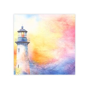 Bright Lighthouse Post-it® Note Pads - designer - guiding light, watercolor, sticky notes, gift for lighthouse lovers - 50 sheets, 2 sizes