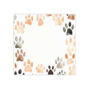 Paw Prints Post-it® Note Pads - designer - dog paw color prints, watercolor border, black brown tan, gift for dog lover - 50 sheets, 2 sizes