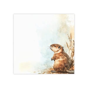 Beaver Post-it® Note Pad - designer - river dam builder, water wildlife watercolor, sticky notes, gift for animal lover - 50 sheets, 2 sizes