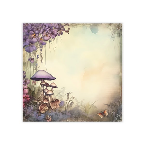 Mushrooms Post-it® Note Pads - Designer - purple mushrooms, cottagecore, whimsigoth, gift for stationery lovers - 50 sheets, 2 sizes