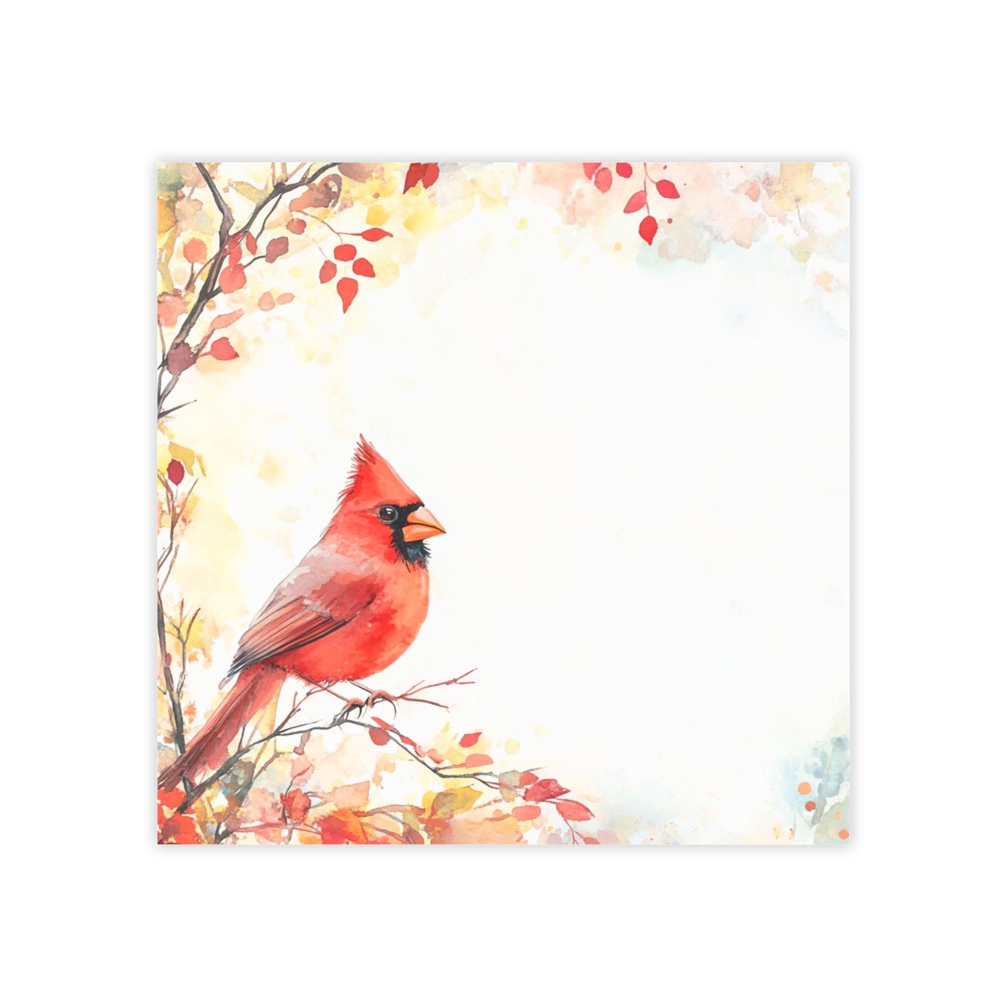 Cardinal Note Paper Red Cardinal Post-it® Note Pads - Designer - Watercolor Red Bird ...