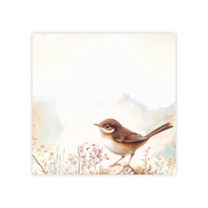 Wren Post-it® Note Pads - designer - singing brown bird watercolor, avian nature lover, birder, gift for bird lovers - 50 sheets, 2 sizes