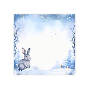 Winter Hare Post-it® Note Pads - designer - snowy frosty blue rabbit, holiday season, wildlife love, stocking stuffer - 50 sheets, 2 sizes