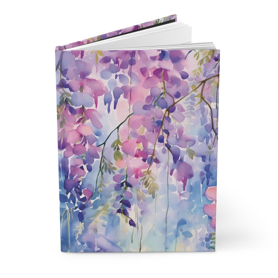 Purple Pink Wisteria Journal, Hard Cover Notebook, Matte Cover, 150 ...