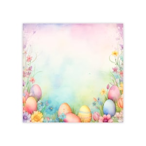 Easter Eggs Post-it® Note Pads - designer - colorful Easter eggs, pastel painted eggs scene, holiday sticky notes - 50 sheets, 2 sizes