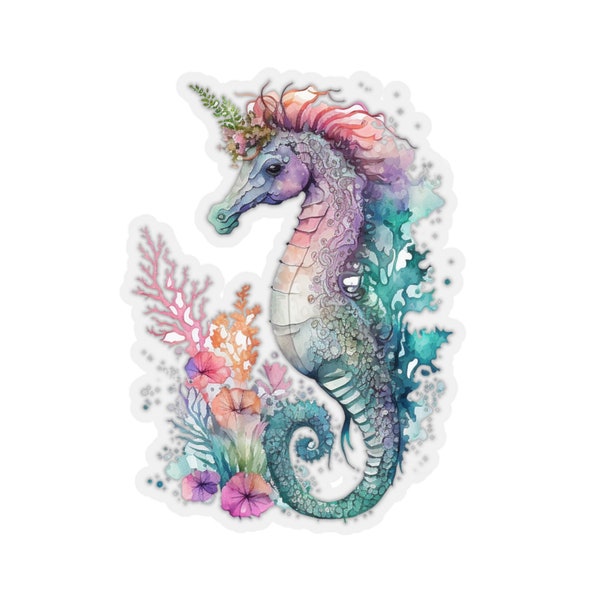 Unicorn Seahorse Kiss-Cut Stickers - Sea Horse Unicorn Unifern - Vinyl glossy scratch resistant, 3 sizes available