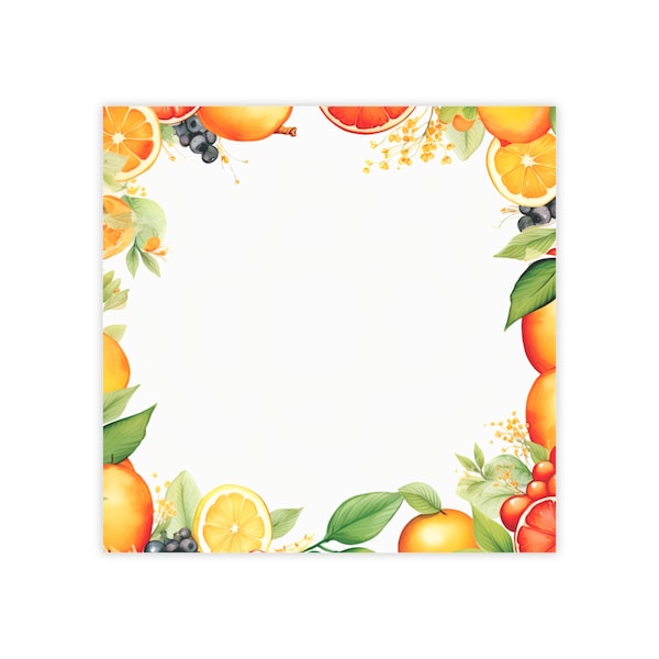 Fruits Post-it® Note Pads - designer - fruit basket, citrus, orange lemon grapes grapefruit, frame fruit, sticky notes - 50 sheets, 2 sizes