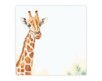 Giraffe Post-it® Note Pads - designer - wild animal safari, watercolor, long neck, camelopard, gift for giraffe lovers - 50 sheets, 2 sizes