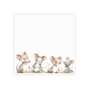 Mice Post-it® Note Pads - designer - four adorable cartoon mice, watercolor storybook rodents, gift for mouse lovers - 50 sheets, 2 sizes