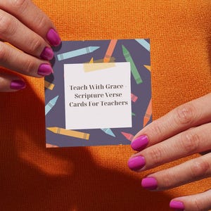 Scripture Verse Card Deck for Teachers: Christian Gift with Wooden Stand